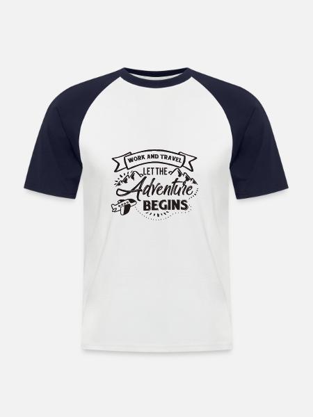 Work and Travel - Men's Baseball T-Shirt - white/navy