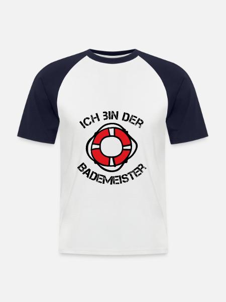 Bademeister - Männer Baseball-T-Shirt - Weiß/Navy