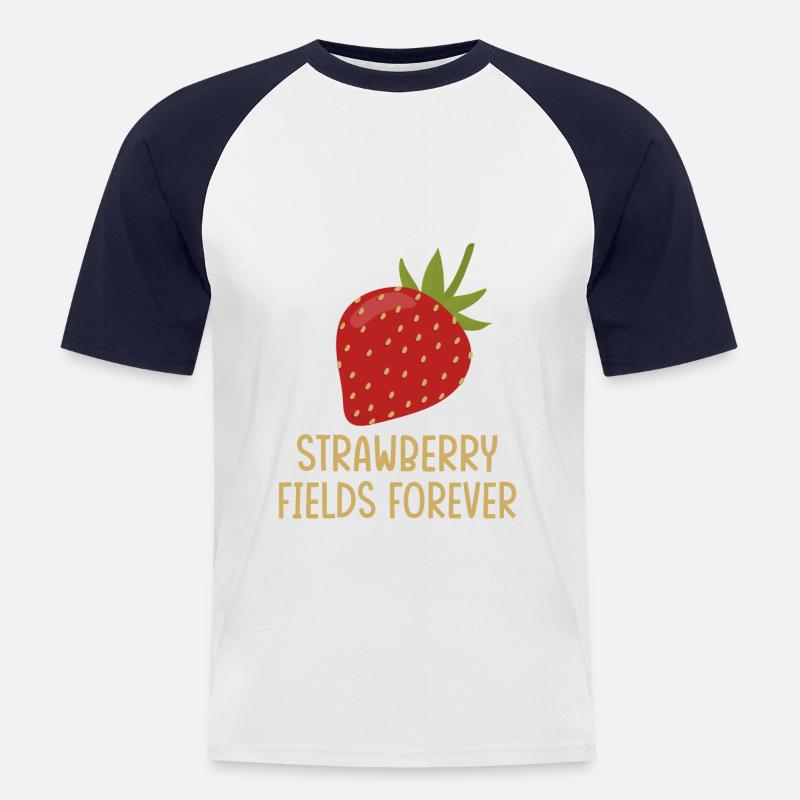 Strawberry Fields Forever - Männer Baseball-T-Shirt - Weiß/Navy