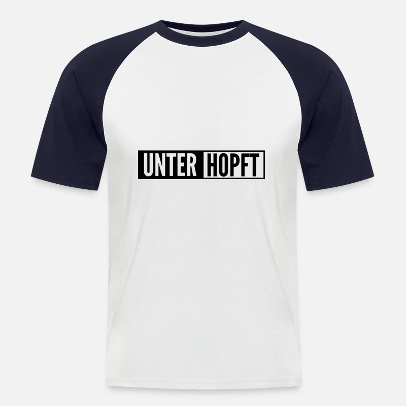 unterhopft Bier - Männer Baseball-T-Shirt - Weiß/Navy