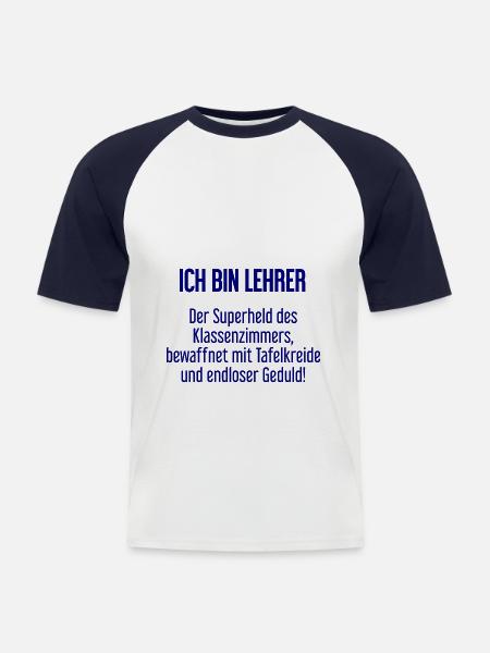 Lehrer - Der Superheld des Klassenzimmers! - Männer Baseball-T-Shirt - Weiß/Navy