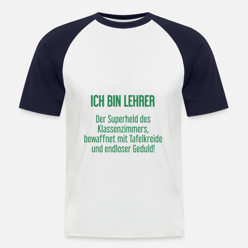 Lehrer - Der Superheld des Klassenzimmers! - Männer Baseball-T-Shirt - Weiß/Navy