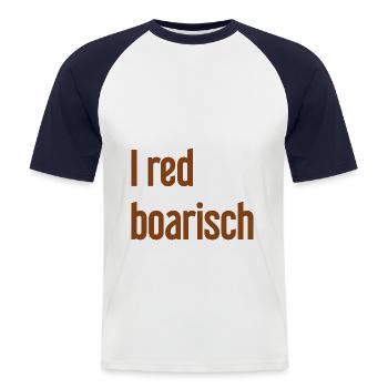 I red boarisch - Men's Baseball T-Shirt - white/navy - Front - Nik (191cm)