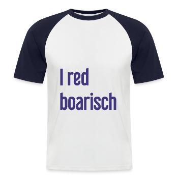 I red boarisch - Men's Baseball T-Shirt - white/navy - Front - Nik (191cm)