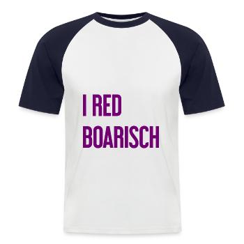 I red boarisch - Men's Baseball T-Shirt - white/navy - Front - Nik (191cm)