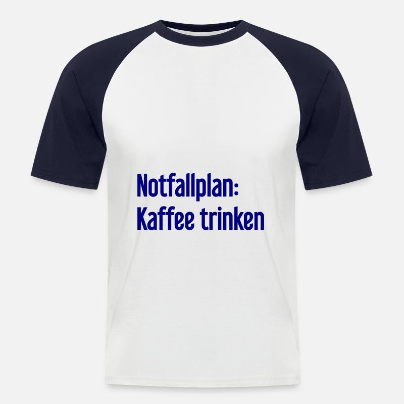 Kaffee-Notfallplan - Männer Baseball-T-Shirt - Weiß/Navy