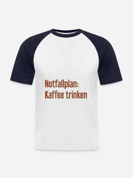 Kaffee-Notfallplan - Männer Baseball-T-Shirt - Weiß/Navy