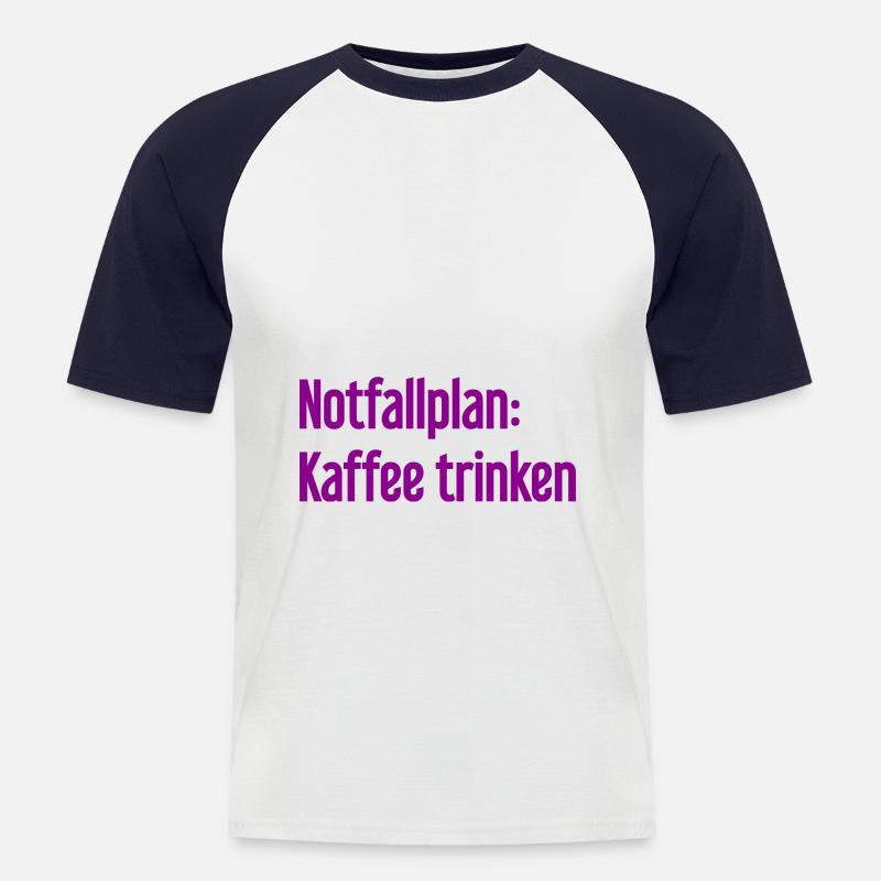 Kaffee-Notfallplan - Männer Baseball-T-Shirt - Weiß/Navy