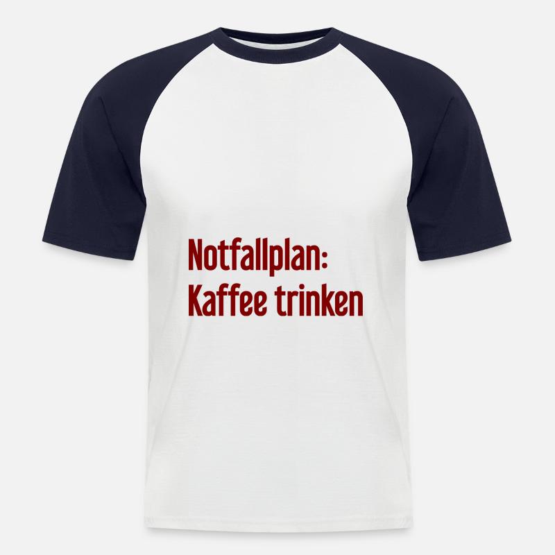 Kaffee-Notfallplan - Männer Baseball-T-Shirt - Weiß/Navy