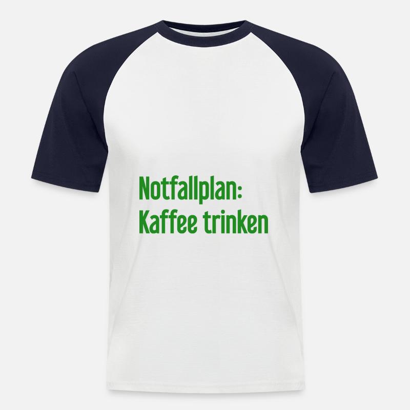 Kaffee-Notfallplan - Männer Baseball-T-Shirt - Weiß/Navy