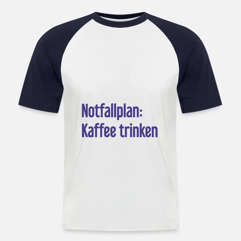 Kaffee-Notfallplan - Männer Baseball-T-Shirt - Weiß/Navy