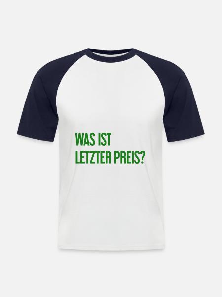 Was ist letzter Preis? - Männer Baseball-T-Shirt - Weiß/Navy