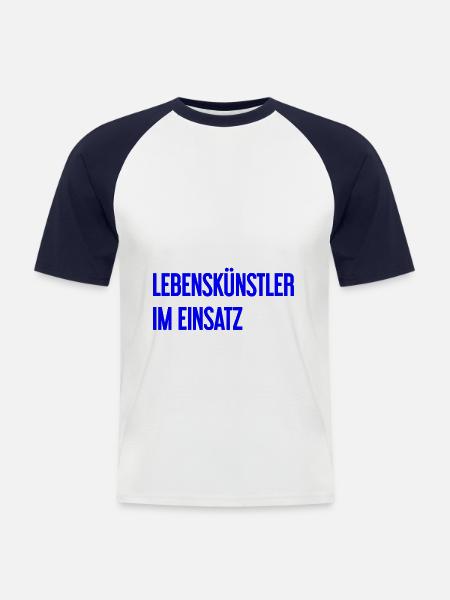 Lebenskünstler im Einsatz - Männer Baseball-T-Shirt - Weiß/Navy