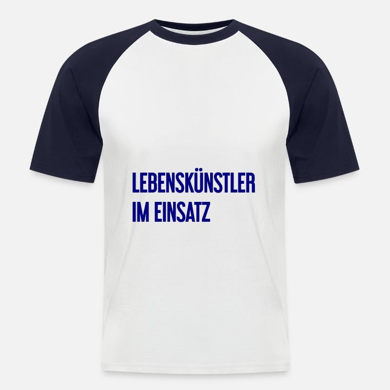 Lebenskünstler im Einsatz - Männer Baseball-T-Shirt - Weiß/Navy