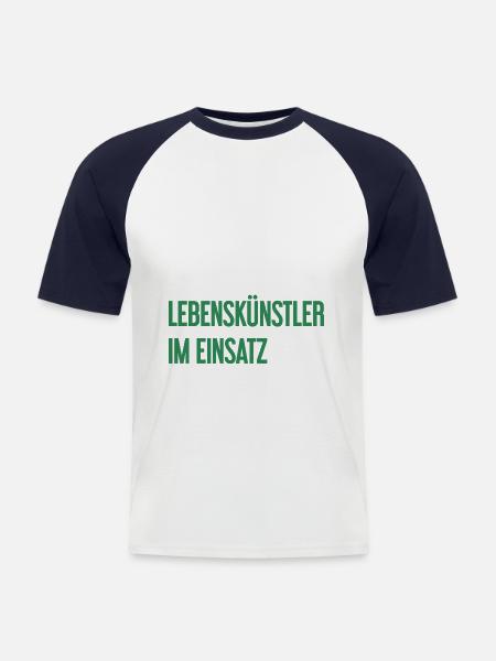 Lebenskünstler im Einsatz - Männer Baseball-T-Shirt - Weiß/Navy