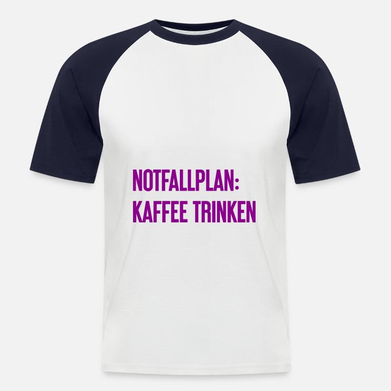 Kaffee-Notfallplan - Männer Baseball-T-Shirt - Weiß/Navy