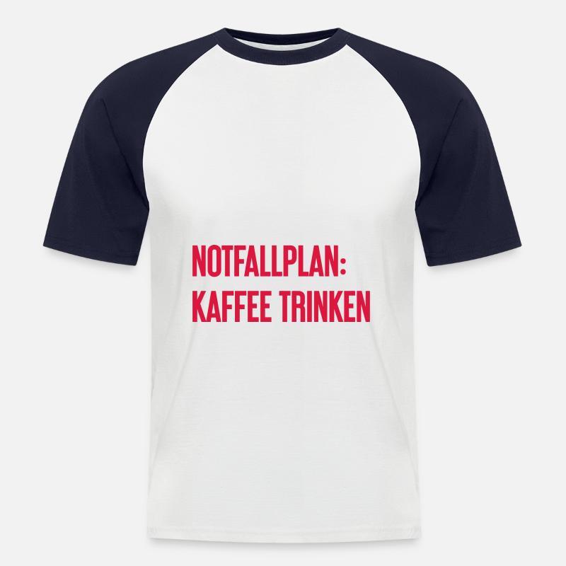 Kaffee-Notfallplan - Männer Baseball-T-Shirt - Weiß/Navy