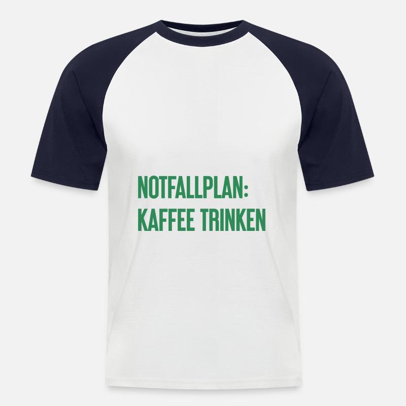 Kaffee-Notfallplan - Männer Baseball-T-Shirt - Weiß/Navy