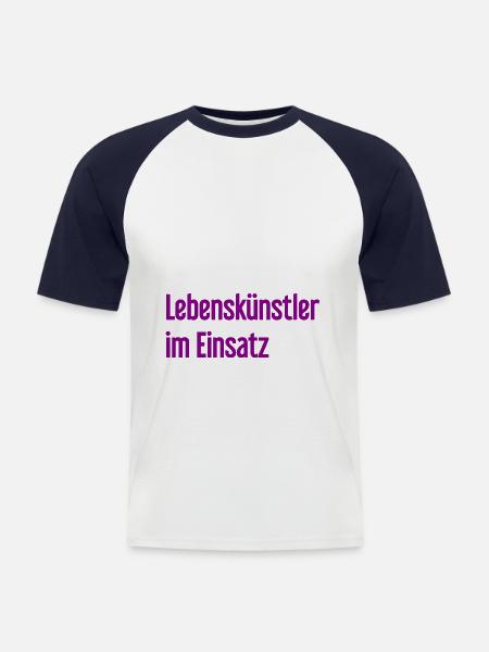 Lebenskünstler im Einsatz - Männer Baseball-T-Shirt - Weiß/Navy