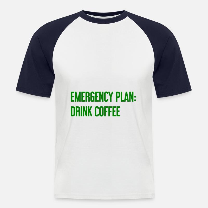 Kaffee-Notfallplan - Männer Baseball-T-Shirt - Weiß/Navy
