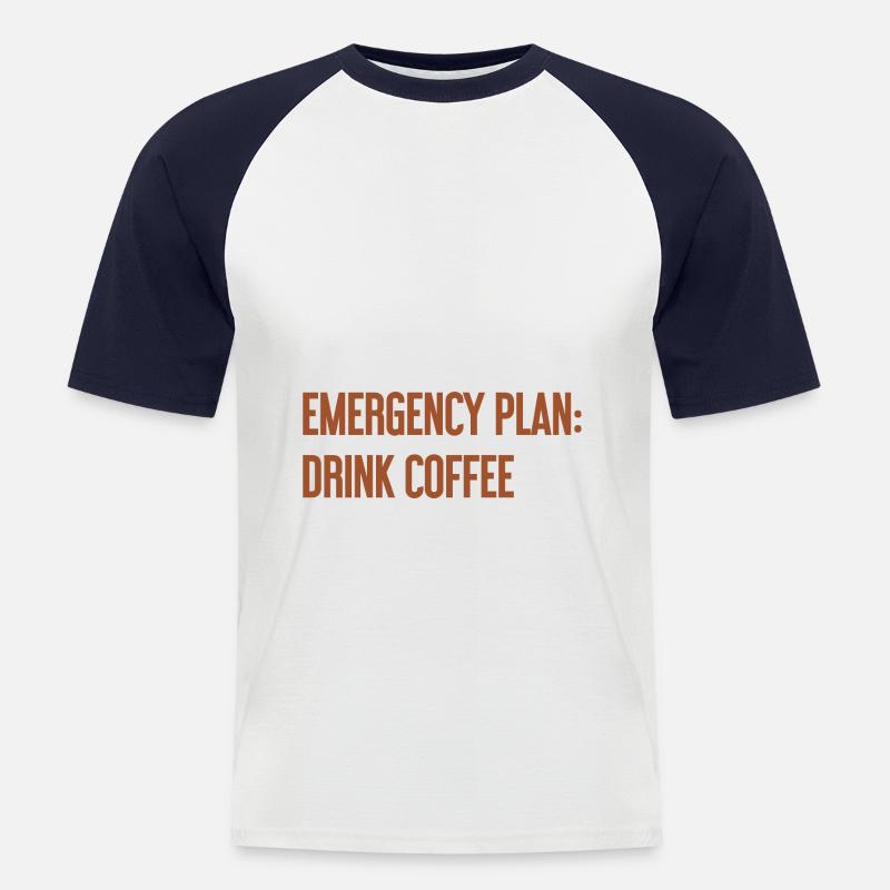 Kaffee-Notfallplan - Männer Baseball-T-Shirt - Weiß/Navy
