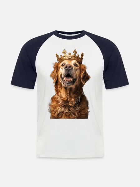 Golden retriever - T-shirt baseball manches courtes Homme - blanc/marine