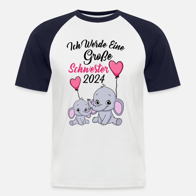 Große Schwester 2024 - Männer Baseball-T-Shirt - Weiß/Navy