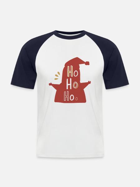 Mery Christmas ho ho ho - Men's Baseball T-Shirt - white/navy