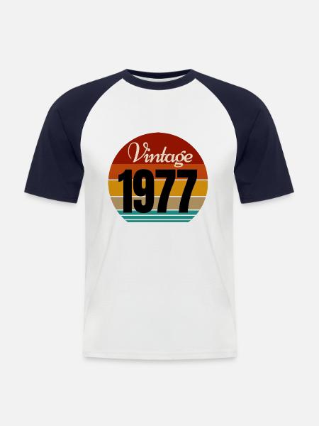 millésime 1977 - T-shirt baseball manches courtes Homme - blanc/marine