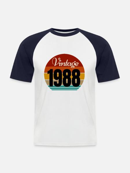 millésime 1988 - T-shirt baseball manches courtes Homme - blanc/marine