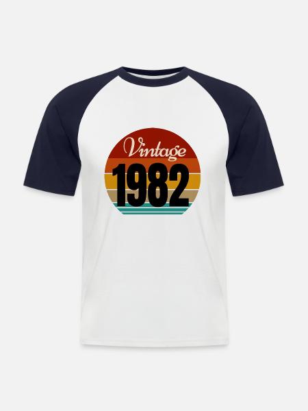 millésime 1982 - T-shirt baseball manches courtes Homme - blanc/marine