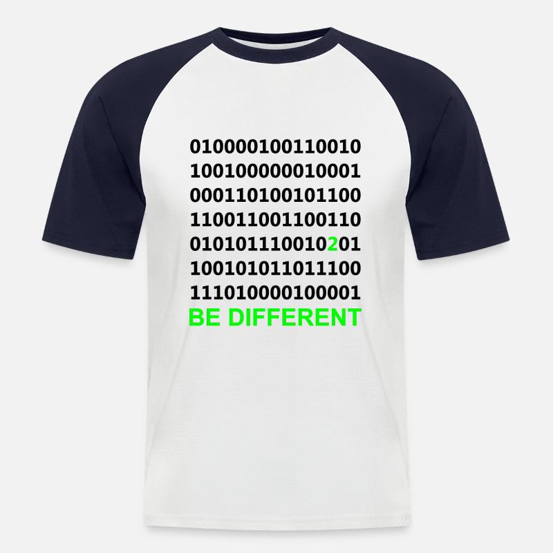 Be Different - Binary - Digital - Men's Baseball T-Shirt - white/navy
