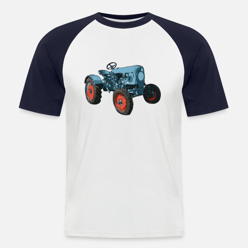 Trecker, Traktor, Schlepper - Männer Baseball-T-Shirt - Weiß/Navy