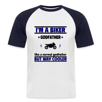 Godfather Biker cooler than a normal uncle - Men's Baseball T-Shirt - white/navy - Front - Nik (191cm)