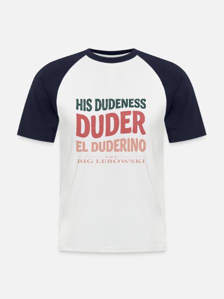 The Big Lebowski His Dudeness, Duder, El Duderino - Kortermet baseball skjorte for menn - hvit/marine
