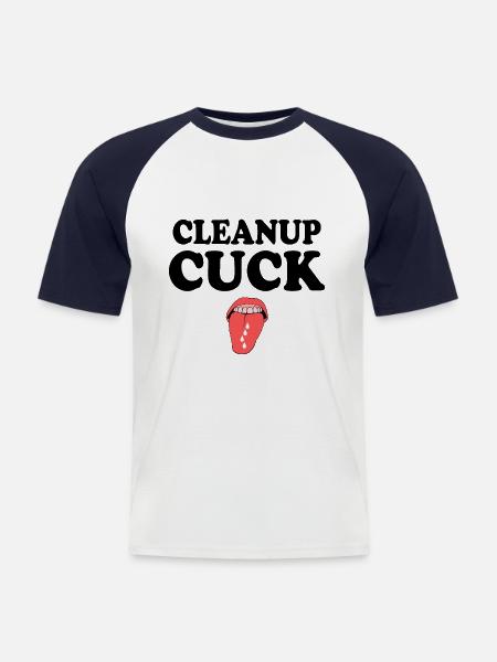 Cuckold clean up - Men's Baseball T-Shirt - white/navy