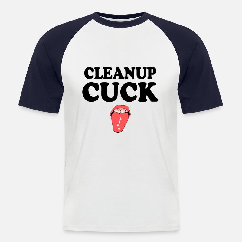 Cuckold clean up - Männer Baseball-T-Shirt - Weiß/Navy