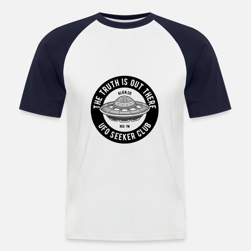 UFO Science Fiction - Männer Baseball-T-Shirt - Weiß/Navy