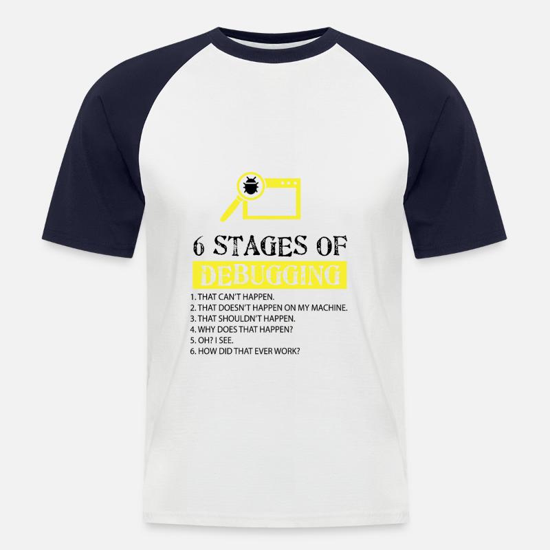 Debugger - Männer Baseball-T-Shirt - Weiß/Navy