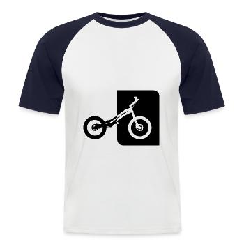 Biketrial Medium Black - Men's Baseball T-Shirt - white/navy - Front - Nik (191cm)