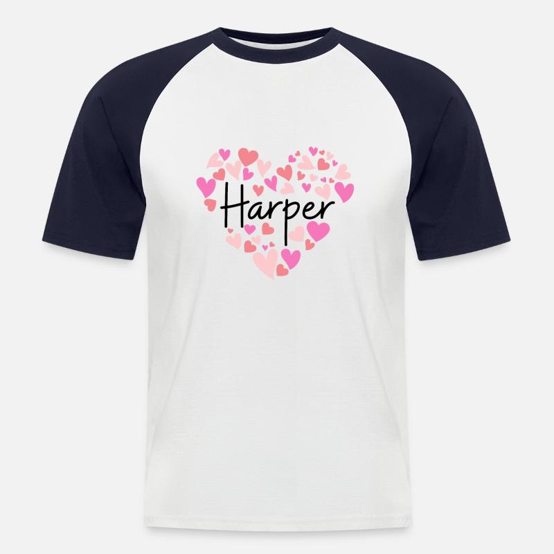 Ich liebe Harper - Männer Baseball-T-Shirt - Weiß/Navy