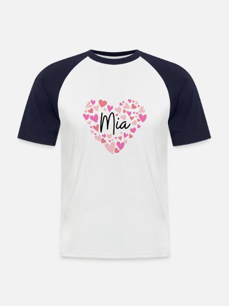 Ich liebe Mia - Männer Baseball-T-Shirt - Weiß/Navy