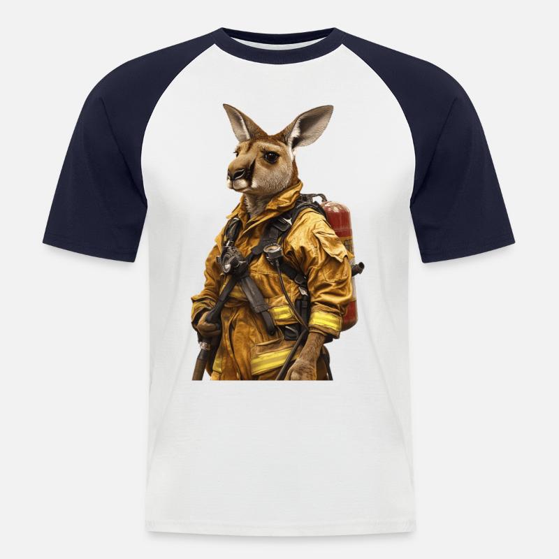 Känguru - Männer Baseball-T-Shirt - Weiß/Navy