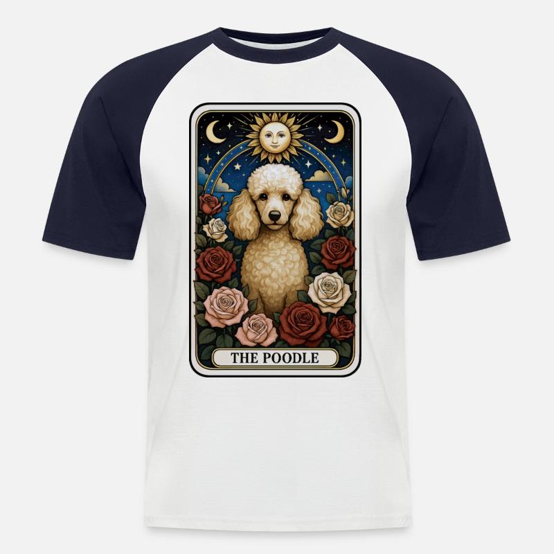 Pudel - Männer Baseball-T-Shirt - Weiß/Navy