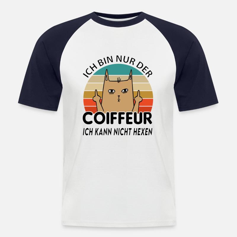 Coiffeur - Männer Baseball-T-Shirt - Weiß/Navy