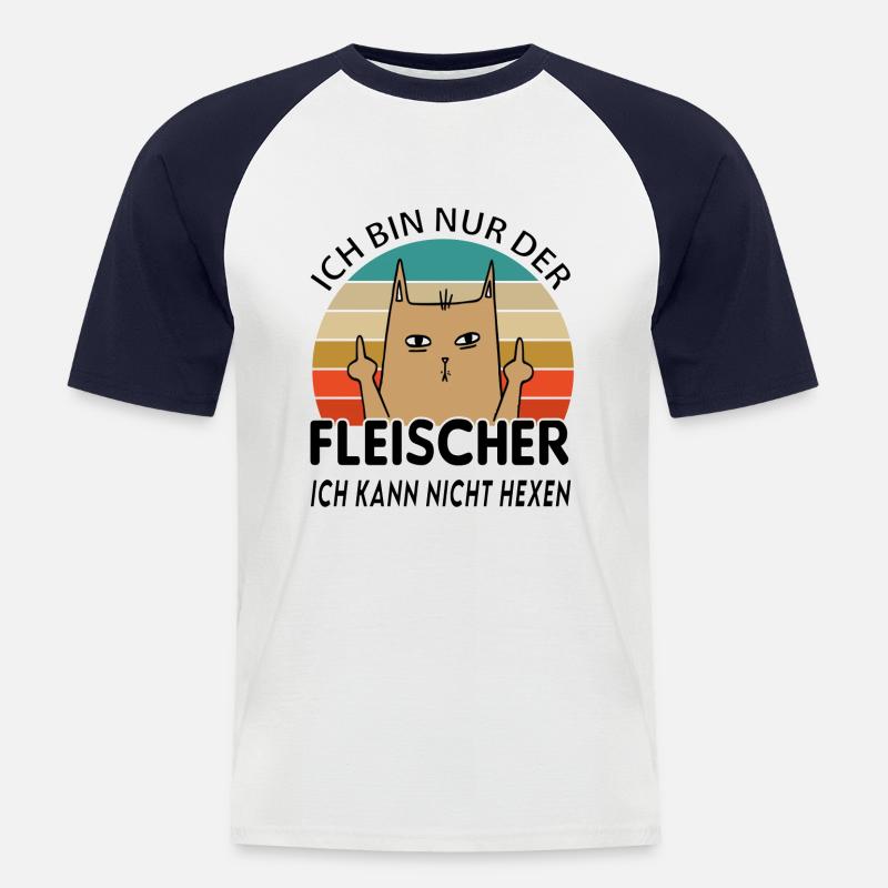 Fleischer - Männer Baseball-T-Shirt - Weiß/Navy