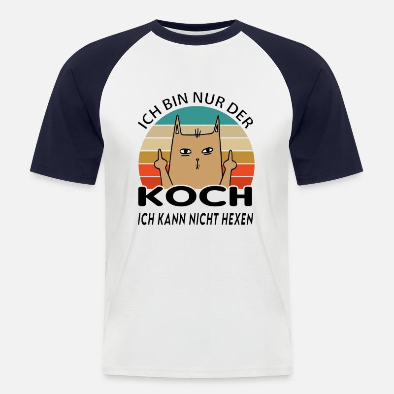 Koch - Männer Baseball-T-Shirt - Weiß/Navy