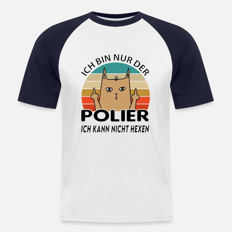 Polier - Männer Baseball-T-Shirt - Weiß/Navy