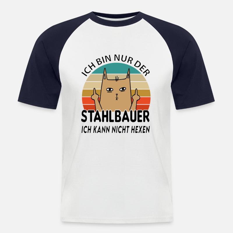 Stahlbauer - Männer Baseball-T-Shirt - Weiß/Navy