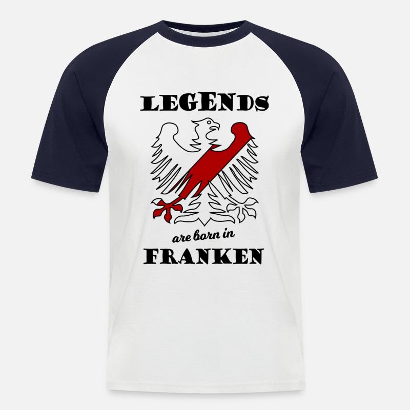 Die Helden aus Franken - Männer Baseball-T-Shirt - Weiß/Navy